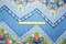 Teal Blue-Orange Multi Poly Floral Border Printed Chiffon Woven Fabric By the Yard